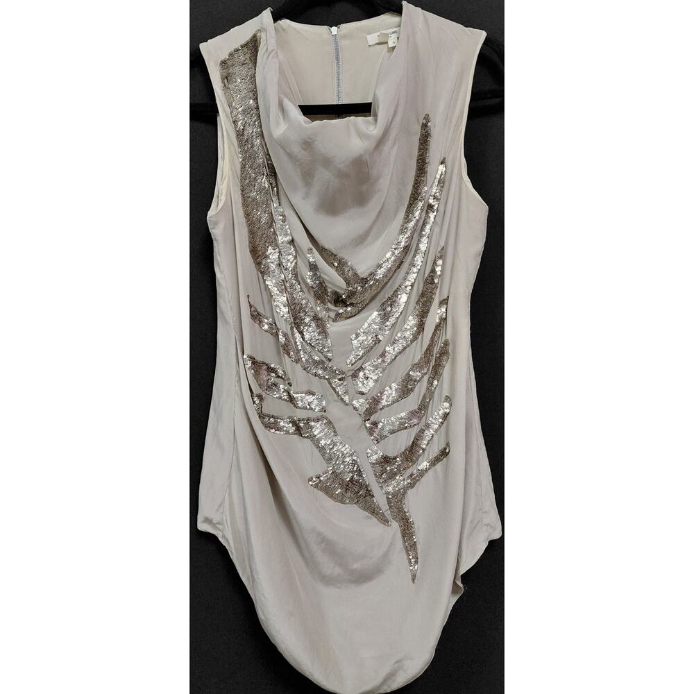 HELMUT LANG 09GHW502 Silk Sequin Top Solid Sleeveless Women Size S